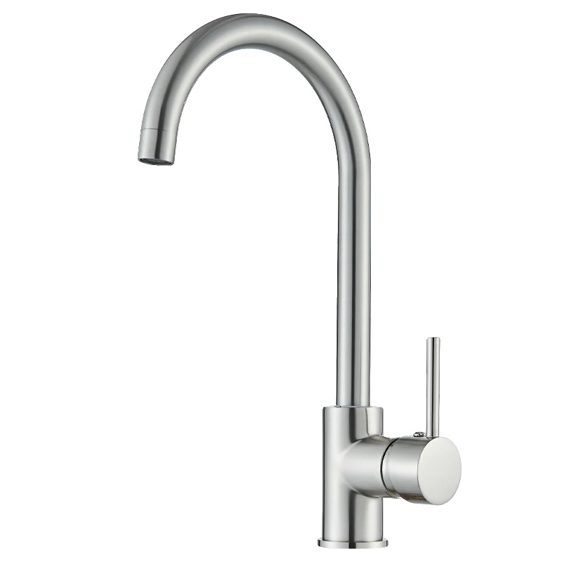Küchenarmatur, Hohe Bogenform, 360 Grad Drehung, Bürstetes Nickel A