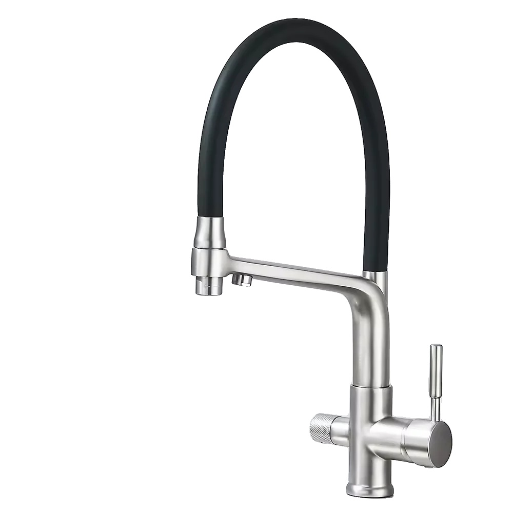 Küchenarmatur, Dual-handle, 360° Drehung, Gebürstetes Nickel