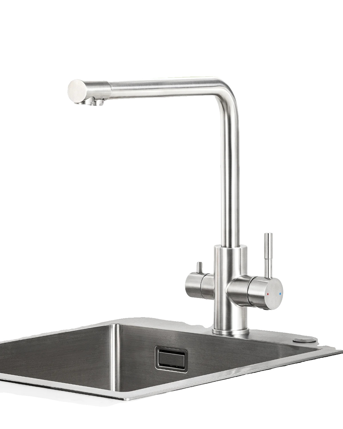Küchenarmatur, 3-wege-wasseranschluss, 360° Drehung, Chrom, G3/8