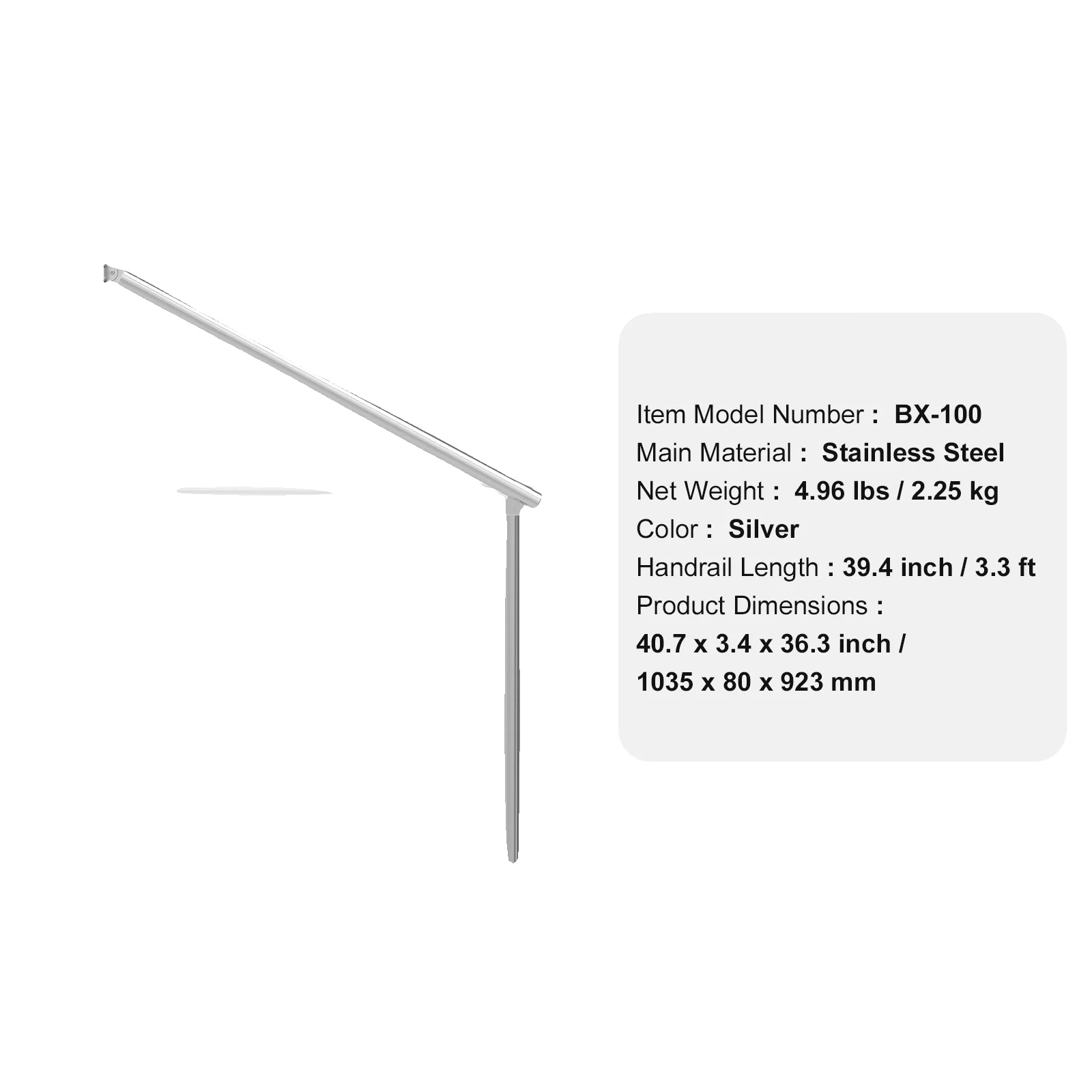 Geländer Für Außentreppen, Verstellbare Winkel, Robustes Installationsset, 100cm