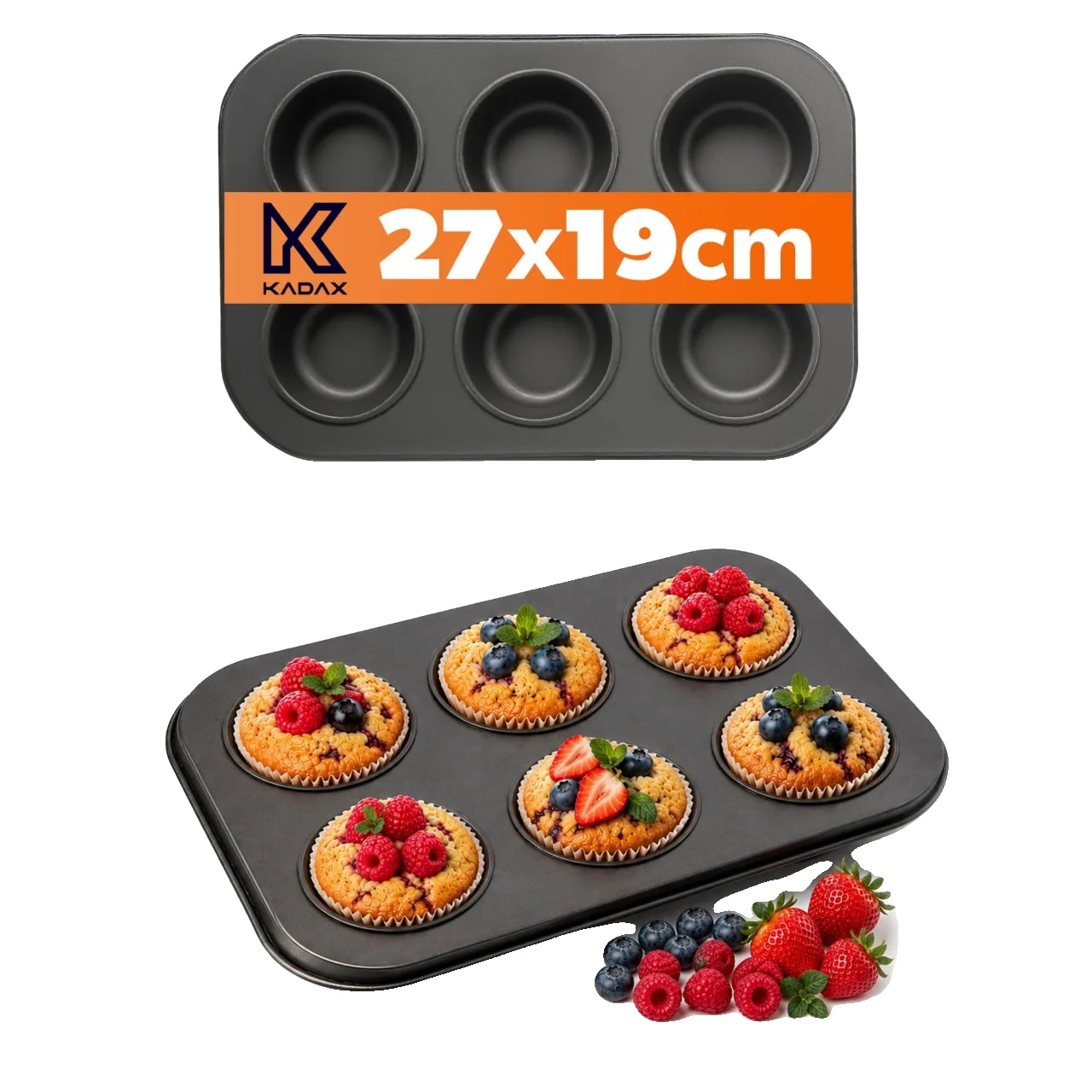 Muffinblech, Antihaftbeschichtung, 6 Tassen Kapazität, Silber