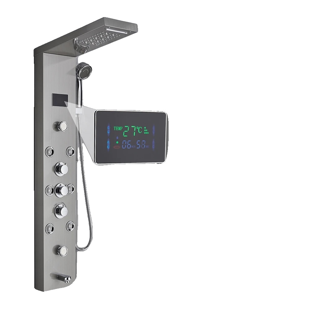 Duschpaneel, Körperstrahldüsen, Handbrause Mit Led-display, Gebürstet 8009