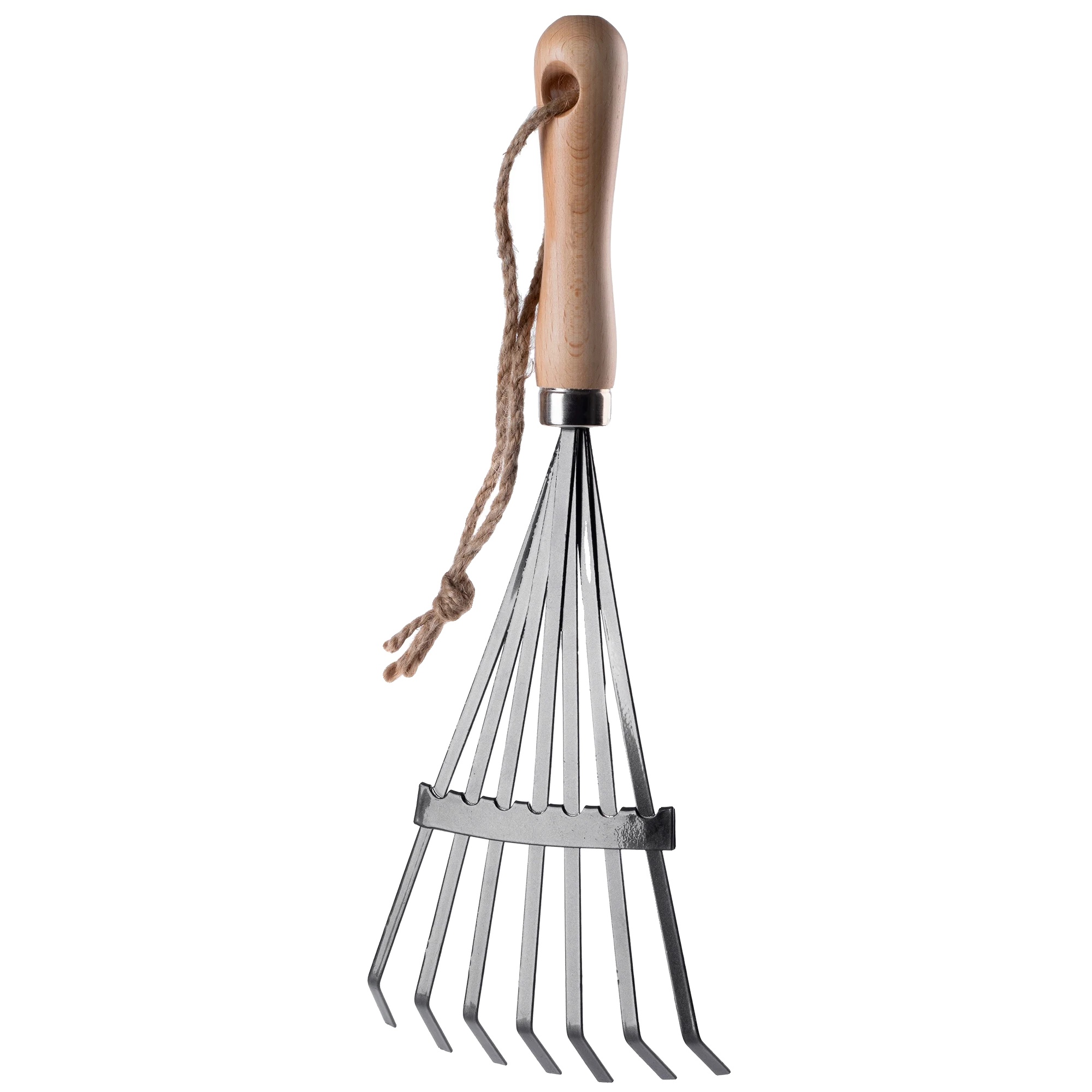 Gartenrechen, 6-zahn-design, 40 Cm Länge, Metallkonstruktion, Holzgriff, Ideal Zur Bodenbearbeitung