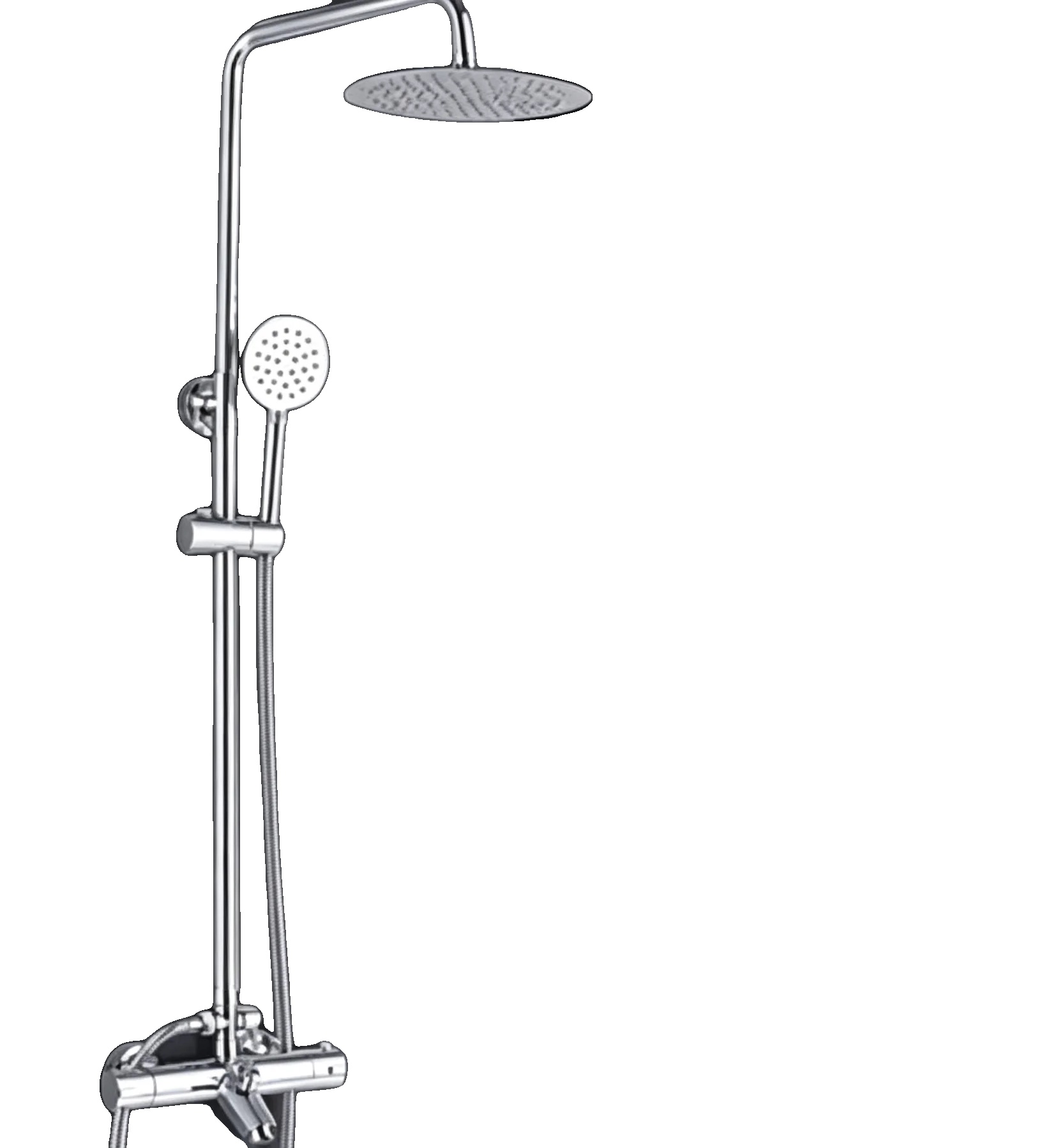 Duschsystem, 10 Zoll Deckenbrause, 1,5 M Duschschlauch, Verstellbare Höhe 81-117 Cm, Handbrause Länge 23,5 Cm, Messingkonstruktion