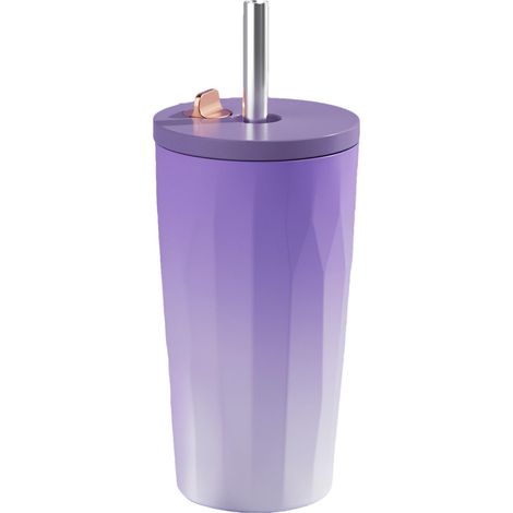 Kaffeebecher Aus Edelstahl Mit Deckel, 600 Ml, Lebensmittelecht Isoliert, Robust Und Auslaufsicher, Mit Federbelastetem Strohhalm, Aus Edelstahl.