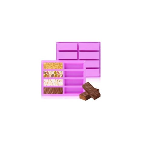 Set Mit 2 Tiefen Rechteckigen Silikon-schokoladenformen Für Müsliriegel, Antihaftbeschichtet, Zum Backen Von Haferproteinriegeln.