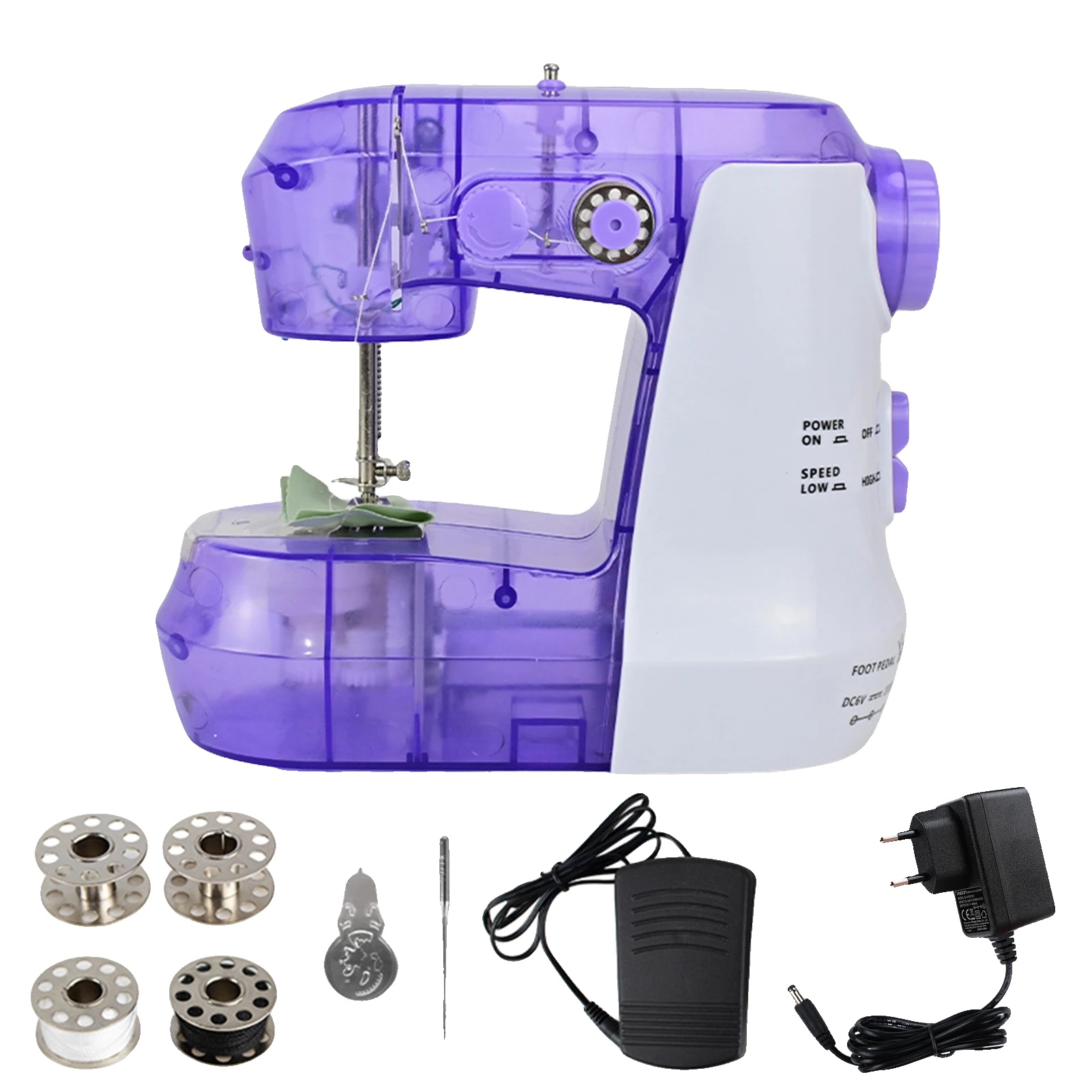 Mini-nähmaschine, 28 X 23 X 13 Cm, Zwei Geschwindigkeitsstufen, Batterie- Und 230v-stromversorgung, Doppelnahtsystem, Kompatibel Mit Leichten Stoffen