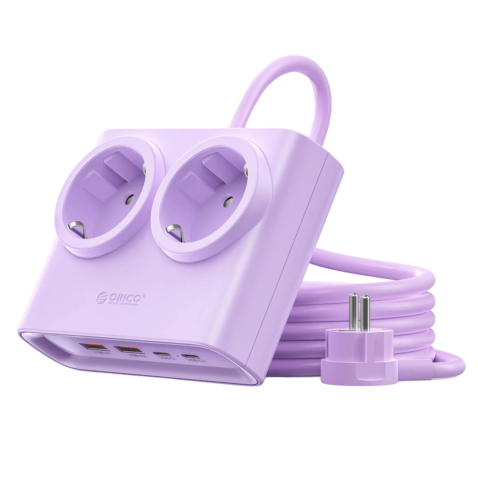 Steckdosenleiste, 2 Ac-steckdosen, 2 Usb-ports, 25w Eu Lila