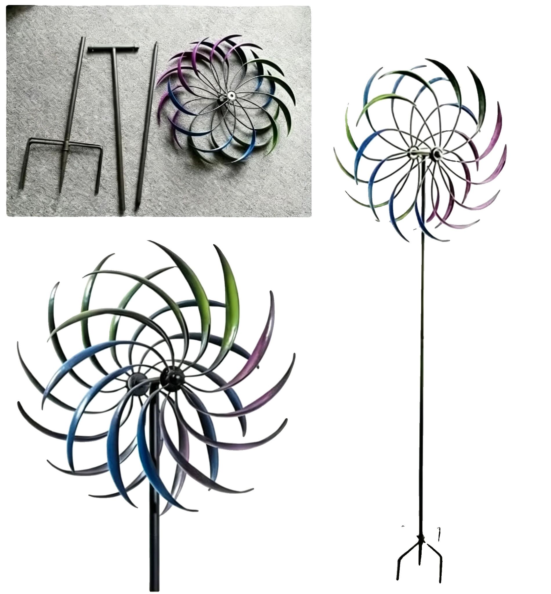 Windspiel, Kinetische Skulptur, 360-grad-drehung, Lila Regenbogen, 40.5x200cm