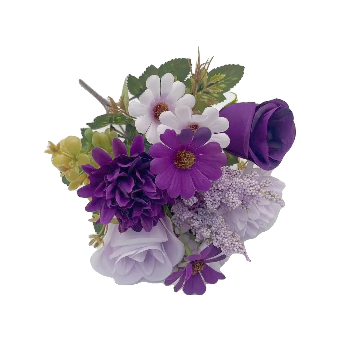 Künstlicher Rosenstrauß, Seidenblumen, Elegante Hochzeitsdekoration, Lila