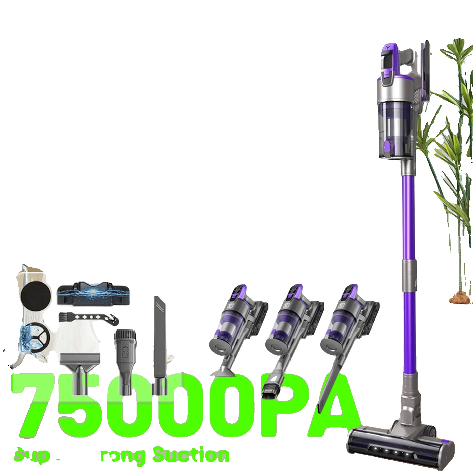 Kabelloser Staubsauger, 75kpa Saugkraft, 650w Leistungsaufnahme, 70 Minuten Laufzeit, 1-2 L Staubbehälterkapazität, 110v-240v Spannung