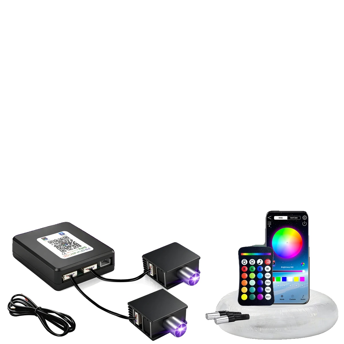 Glasfaserlichter, Intelligente App-steuerung, Mehrere Leuchtende Effekte, Rgbw-c, Paket C
