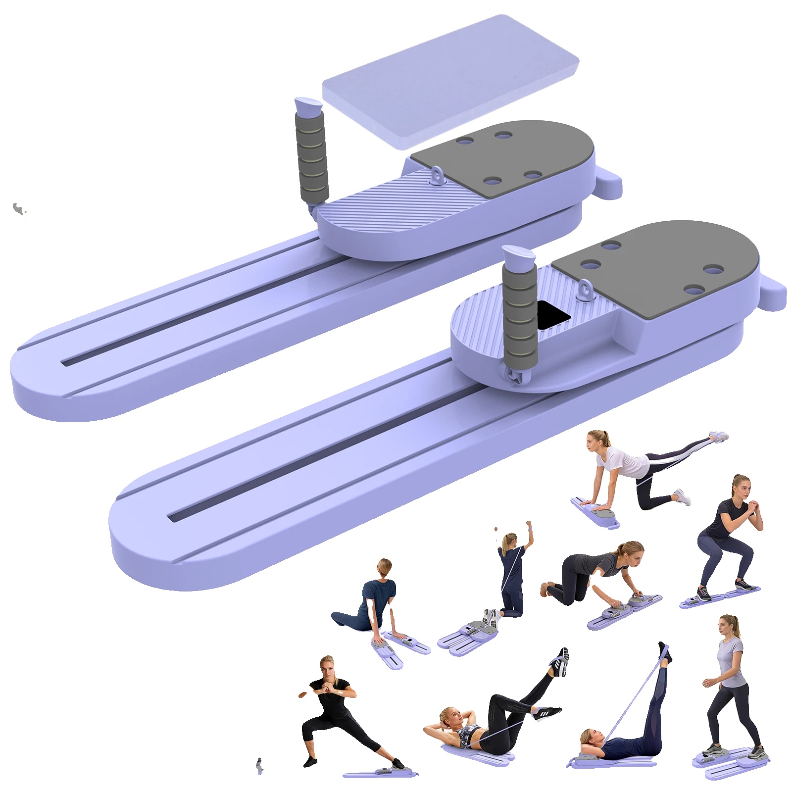 Abnehmbares Pilates-board, Widerstandsband-stationen, Ganzkörpertraining, Lila