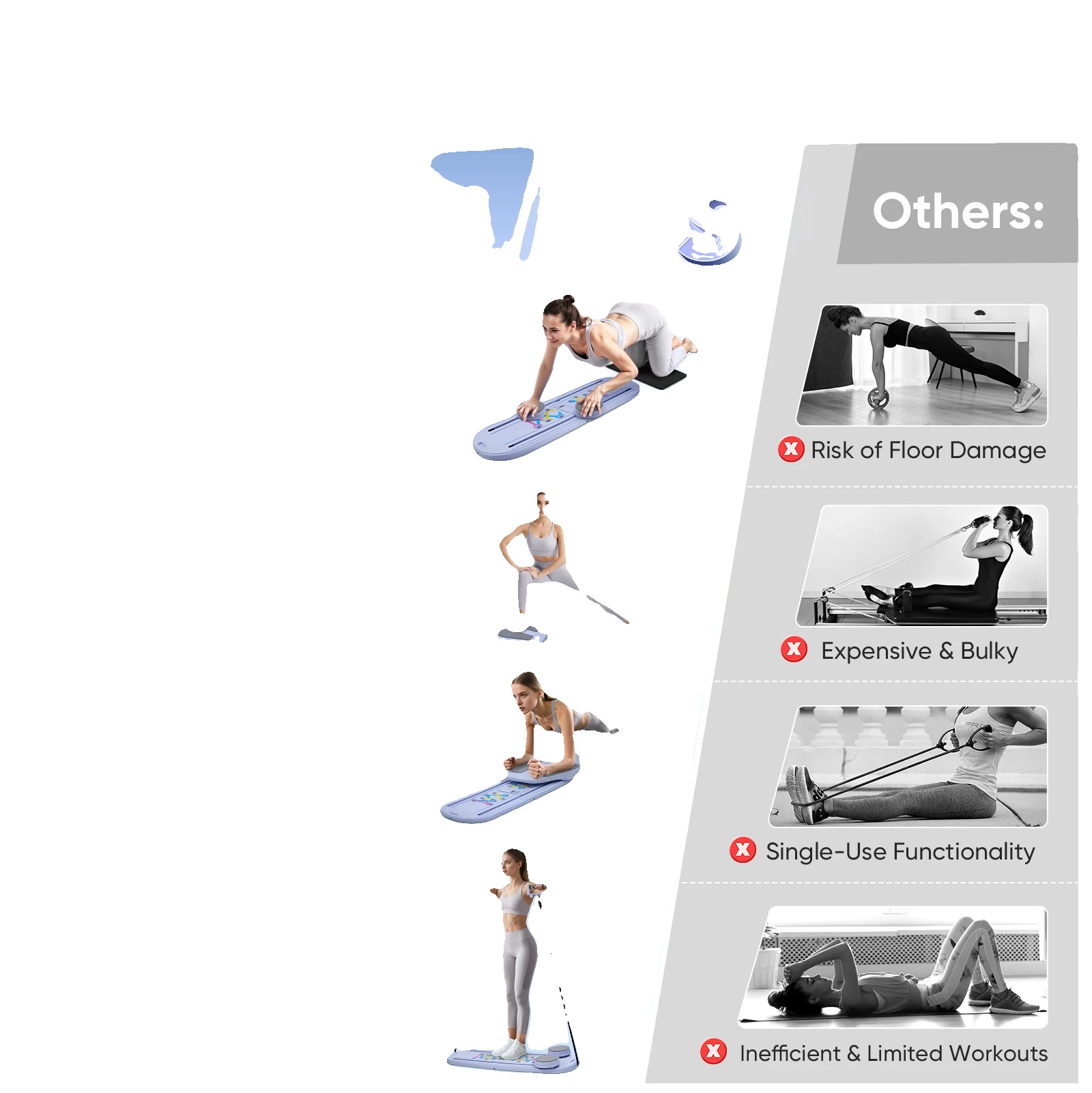 Fitness Board, Verstellbarer Widerstand, Ergonomisches Design, Lila