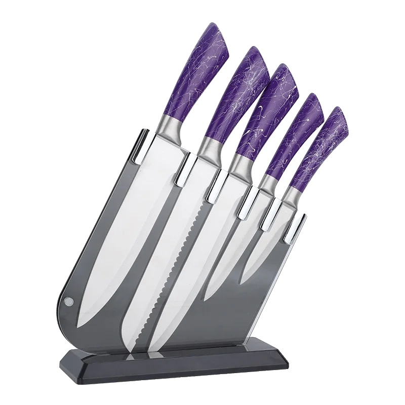 Küchenmesser Set, Langlebiger 3cr13 Edelstahl, Ergonomische Griffe, Lila