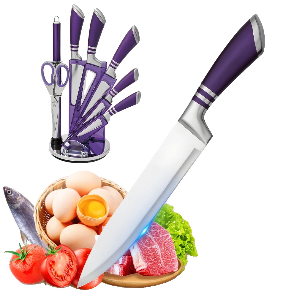 Küchenmesser Set, Hochkohlenstoff-edelstahl, Ergonomisches Design, Lila