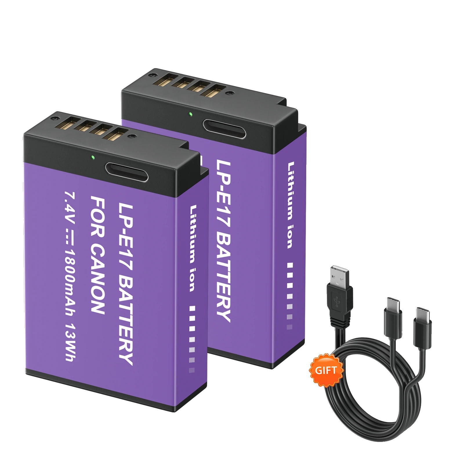 Batteriepack, 1800mah Kapazität, Type-c Ladeanschluss, 2pcs Batterie