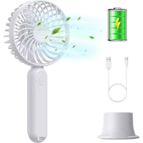 1 X Tragbarer Ventilator, Usb-tischventilator, Mini-ventilator Mit 3 Geschwindigkeitsstufen Und 2000-mah-akku, Ideal Für Zuhause Und Büro
