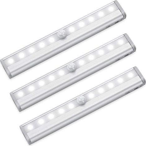 10 Led-bewegungsmelderleuchten – Selbstklebend, Tragbar, Zum Selbstmontieren – Sicherheitsbeleuchtung Für Flur, Treppenhaus, Schlafzimmer (weiß, 3er-pack)
