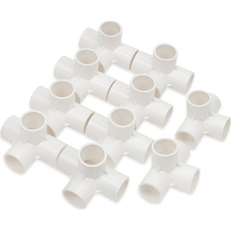 10 Stück 3d-pvc-t-stück, 32 Mm Wasserzuleitungsrohrverschraubung, Weiß, Von Debuns