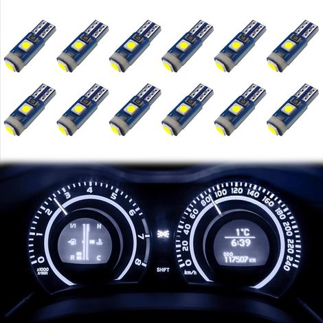 12er-pack T5-leds Für Armaturenbrett – 12 V, Fehlerfrei – Weiß – Ersatz Für Armaturenbrett