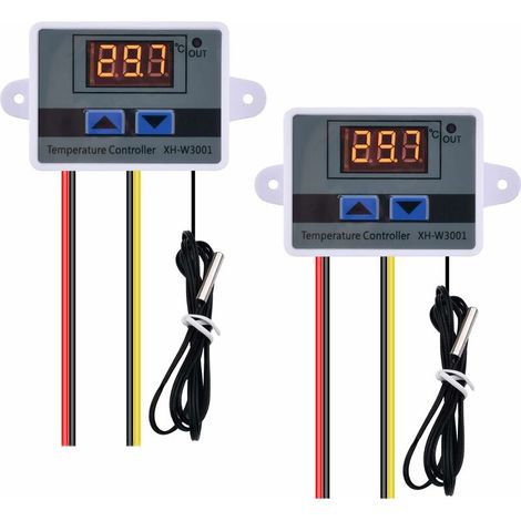 2 Stück Digitale Temperaturregler (110–220 V Wechselstrom), Thermostat-temperaturregelmodul W3001 Mit Wasserdichtem Sensor