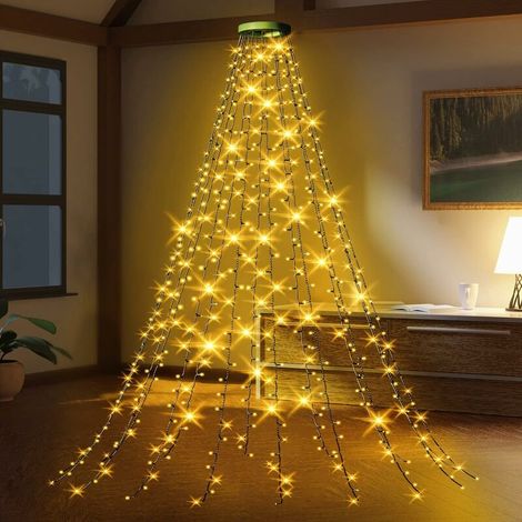 2 M Lange Lichterkette Für Den Außenbereich – 16 Zweige Mit 400 Warmweißen Leds – Ip65 Wasserdicht – Verschiedene Beleuchtungsmodi Für Den Weihnachtsbaum