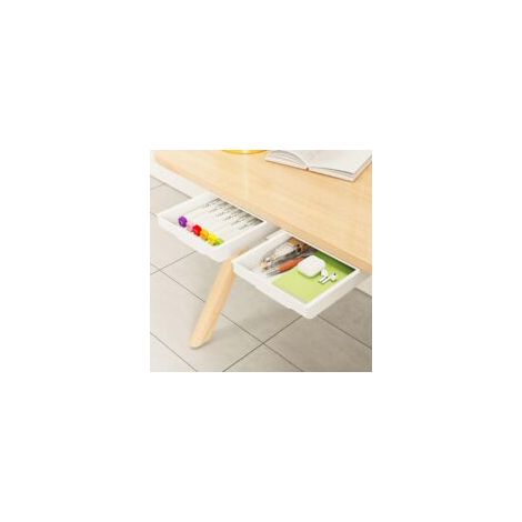 2 Selbstklebende Schubladeneinsätze Für Unter Den Schreibtisch, Versteckter Schreibtisch-organizer, Weißer Schubladen-organizer – 22 × 15,5 × 3 Cm