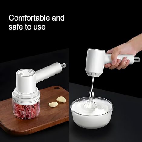 2-in-1 Kabelloser Multifunktions-elektro-küchenmaschine Und Mixer Für Fleisch, Kräuter, Obst Und Gemüse, Usb-aufladbar, Weiß