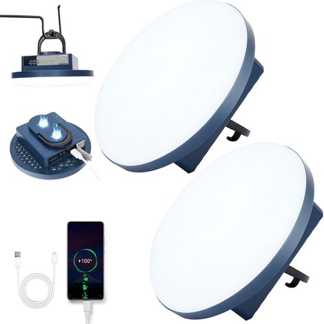 2-teilige Led-campinglaterne – 7600 Mah 1200 Lm 40 W – Wiederaufladbar Und Wasserdicht – Für Outdoor-aktivitäten Und Notfallsituationen