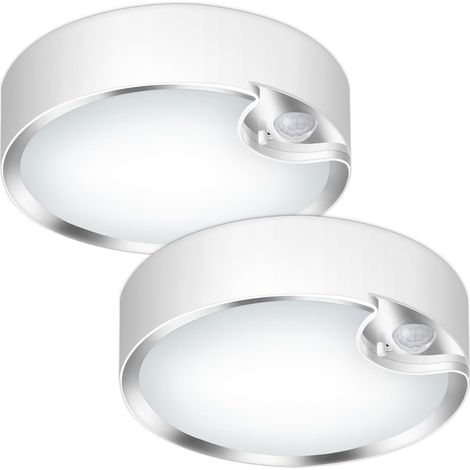 2-teilige Deckenleuchte Mit Bewegungsmelder, Batteriebetrieben, 400 Lumen, 6000 K, 19,8 Cm (7,8 Zoll), Bewegungsaktivierte Beleuchtung Für Schränke, Treppenhäuser, Flure, Duschen, Gartenhäuser