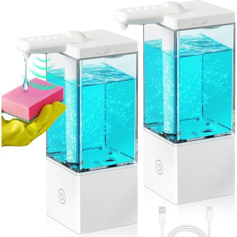 2-teiliger, Berührungsloser, Automatischer Seifenspender – Nachfüllbar 470 Ml – 3 Einstellbare Stufen – Rutschfester Boden – Für Küche, Bad Und Reinigungsmittel
