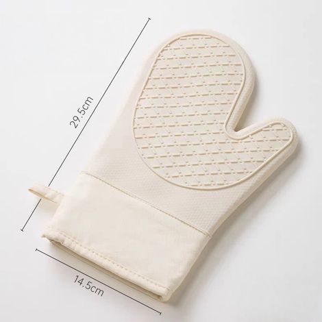29 Cm (11,6 Zoll) Dicke Küchenhandschuhe Aus Silikon Und Baumwolle, Hitzebeständig Mit Verbrennungsschutz Zum Kochen Und Backen (weiß, 2er-pack)