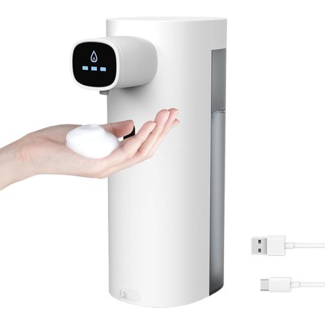 300 Ml Berührungsloser Seifenspender, Usb-aufladbar, Automatisch – Standseifenpumpe – Handseife – Schaumseifenspender Für Bad Und Küche (weiß)