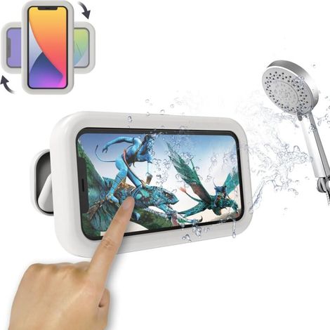 360° Drehbare Dusch-handyhülle, Ideal Für Badezimmer, Dusche Usw. – 19,8 × 11 × 3,7 Cm, 1 Stück, Weiß