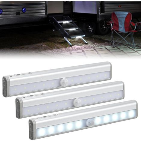 3er-set Treppenleuchten Mit Bewegungsmelder – Kabellose Led-streifen – Batteriebetrieben Und Magnetische Befestigung – Ideal Für Wohnmobile, Wohnwagen, Anhänger, Unter Möbeln Und Treppen
