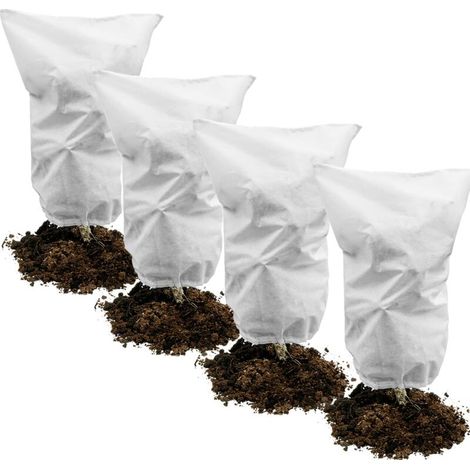 4-teiliges Pflanzenschutz-set, 50 G/m², 80 Cm X 100 Cm, Winterabdeckung Zum Schutz Vor Frost, Atmungsaktiv, Winddicht, Kälte- Und Hitzebeständig Sowie Insektenabweisend – Weiß