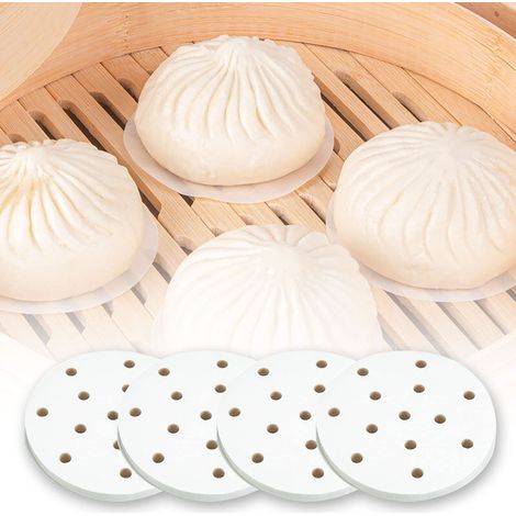 400 Kleine Bambus-dampfkörbchen – Antihaftbeschichtetes Dampfpapier, Ideal Für Gedämpfte Brötchen Und Ravioli (10 Cm).