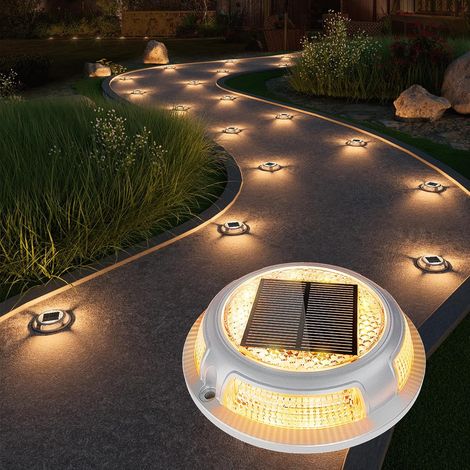 4er-set Solarleuchten Für Einfahrten Und Stege – 2-in-1 Led Warmweiß Und Weiß – Wasserdicht – Automatische Ein-/ausschaltung – Für Wege, Treppen Und Schilder