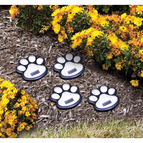 4er-set Solarleuchten In Hundepfotenform – 9,5 Cm Led-wegeleuchten – Gartenlaterne – Außenleuchte Mit Tiermotiv