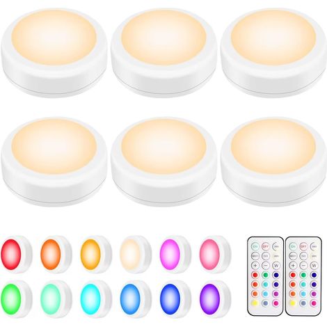 6 Rgb-led-strahler Mit Fernbedienung – 13 Farben, Dimmer Und Timer – Kabellose, Selbstklebende Unterbaubeleuchtung