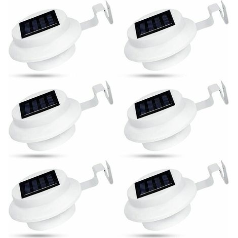 6er-set Solar-dachrinnenleuchten Für Den Außenbereich Mit 3 Leds – Ip44 Wasserdicht – Für Zaun, Einfahrt, Garten – Weiß, Von Debuns