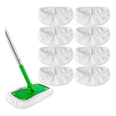 8-teiliges Besenset: Besen, Waschbare Ersatztücher, Feuchter Mikrofasermopp, Trockenes Kehrtuch, Wiederverwendbares Zubehör (besen Nicht Enthalten).