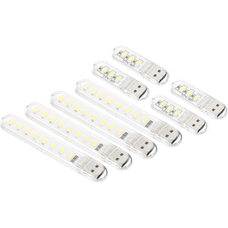 8er-set Usb-led-leuchtstäbe – Mini-steckdosenlampe Für Zuhause, Camping Und Zum Lesen – Weiß