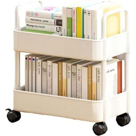 Alovez 2-stöckiger Aufbewahrungswagen, Mehrzweck-organizerwagen Mit Rollen, Ablagefach Für Küche, Bad, Waschküche, Büro, Weiß