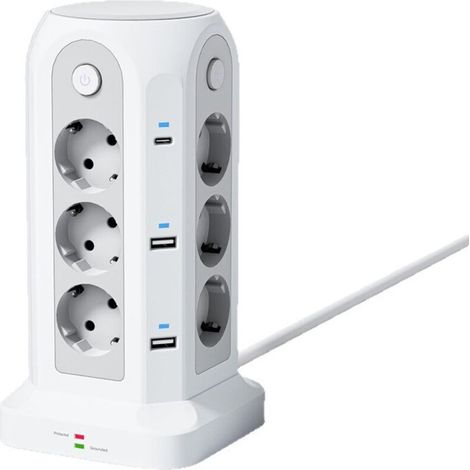 Alovez Vertikale Intelligente Usb-ladestation, Turm-steckdosenleiste Mit Typ-c Pd-schnellladeanschlüssen Für Homeoffice, Vertikale Mehrfachsteckdose