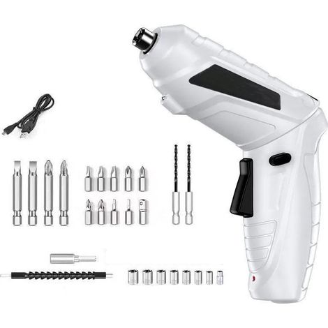 Akku-bohrschrauber (3,6 Nm), 3,6 V, 1300 Mah Akku + 26 Zubehörteile, 2 Drehrichtungen + Led-leuchte, Usb-ladekabel, Ideal Für Heimwerker, Möbel- Und Spielzeugmontage
