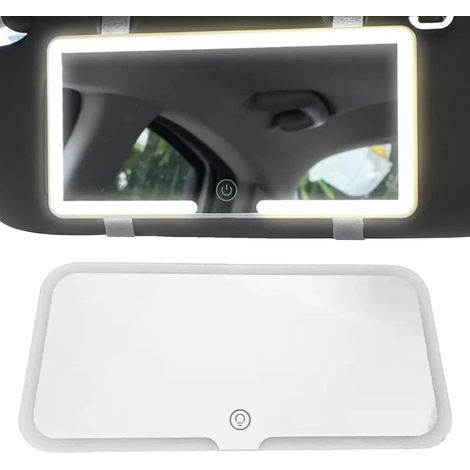 Auto-schminkspiegel, Wiederaufladbarer Led-rückspiegel Für Die Sonnenblende, 3 Einstellungen Und 60 Leds, Helligkeit Per Knopfdruck Einstellbar, Weiß