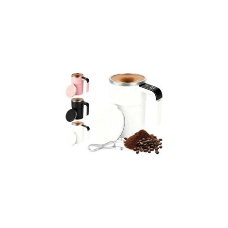 Automatischer Mixbecher (380 Ml) – Usb-wiederaufladbarer Magnetmixer Mit Deckel, Waschbar, Für Kaffee, Milch, Kakao Und Heißgetränke (weiß)