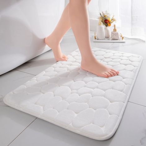 Badewannenarmatur Aus Memory-schaum – Saugfähige Duscharmatur – Dekorative Badewannenarmatur – Rutschfeste Matte Für Bad Und Wohnzimmer – 40 X 60 Cm – Weiß